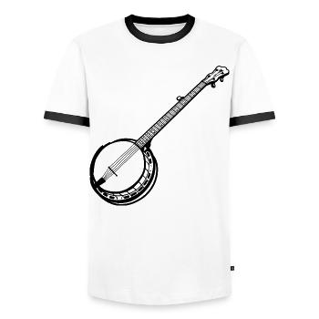 Banjo Sketch - Men's Ringer Shirt - white/black - Front - AI Model Female 172 light (172cm) & AI Model Male 178 dark (178cm)