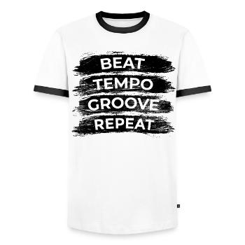 Beat Groove Tempo Repeat - Men's Ringer Shirt - white/black - Front - AI Model Female 172 light (172cm) & AI Model Male 178 dark (178cm)