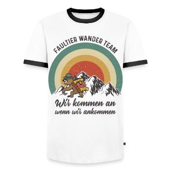 Wandern - Männer Kontrast-T-Shirt - Weiß/Schwarz - Vorne - AI Model Female 172 light (172cm) & AI Model Male 178 dark (178cm)
