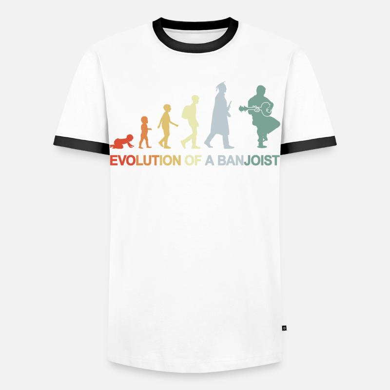 Banjospieler Evolution - Männer Kontrast-T-Shirt - Weiß/Schwarz