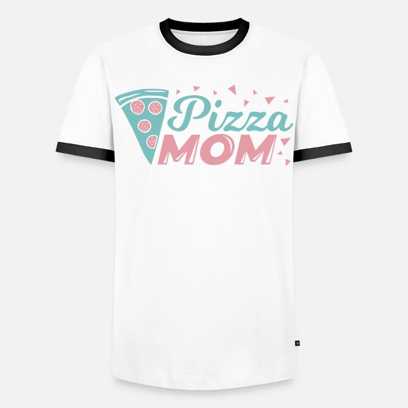 Pizza Mutter - Männer Kontrast-T-Shirt - Weiß/Schwarz