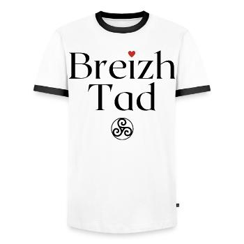 Breizh Tad Triskell Bretagne Fête des pères - T-shirt contrasté Homme - blanc/noir - Devant - AI Model Female 172 light (172cm) & AI Model Male 178 dark (178cm)