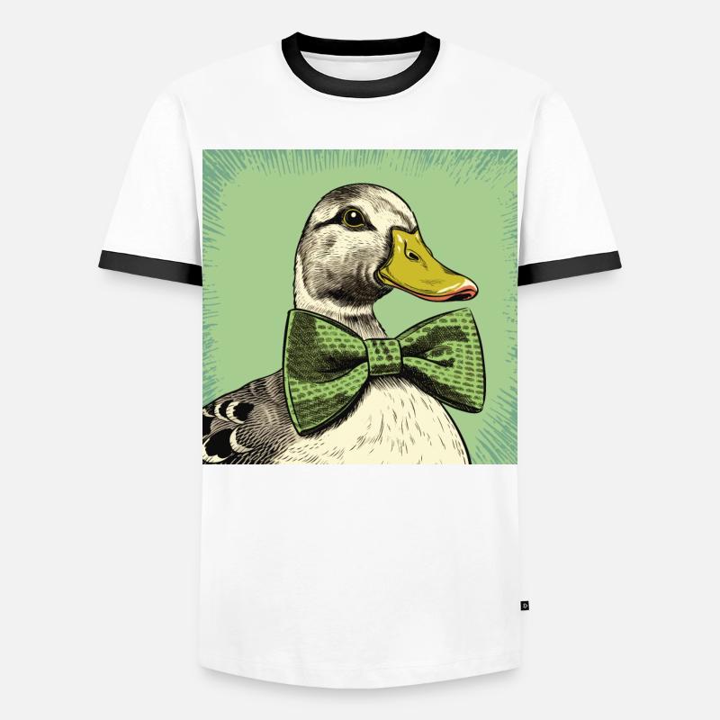 Duck with Bowtie - Men's Ringer Shirt - white/black
