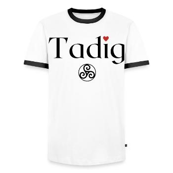 Tadig Triskell Fête des pères Breton - T-shirt contrasté Homme - blanc/noir - Devant - AI Model Female 172 light (172cm) & AI Model Male 178 dark (178cm)