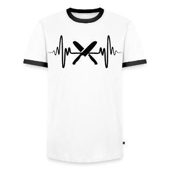 Chef's Knife Heart Line - Men's Ringer Shirt - white/black - Front - AI Model Female 172 light (172cm) & AI Model Male 178 dark (178cm)