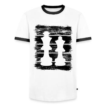 Schach Dame und König - Männer Kontrast-T-Shirt - Weiß/Schwarz - Vorne - AI Model Female 172 light (172cm) & AI Model Male 178 dark (178cm)