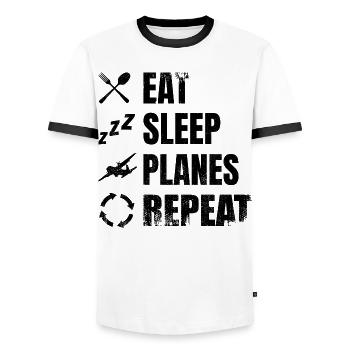 Airplane Enthusiasts - Men's Ringer Shirt - white/black - Front - AI Model Female 172 light (172cm) & AI Model Male 178 dark (178cm)