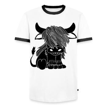 Vache noire à poil long - T-shirt contrasté Homme - blanc/noir - Devant - AI Model Female 172 light (172cm) & AI Model Male 178 dark (178cm)