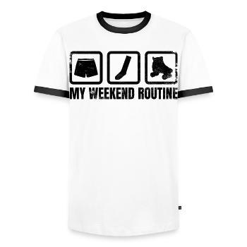 Week-end de patin à roulettes - T-shirt contrasté Homme - blanc/noir - Devant - AI Model Female 172 light (172cm) & AI Model Male 178 dark (178cm)