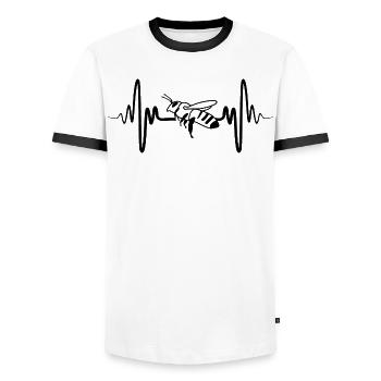Bee - Men's Ringer Shirt - white/black - Front - AI Model Female 172 light (172cm) & AI Model Male 178 dark (178cm)