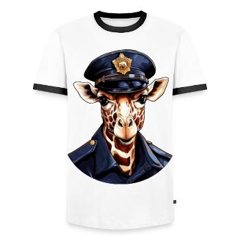 Giraffen Polizist - Männer Kontrast-T-Shirt - Weiß/Schwarz - Vorne - AI Model Female 172 light (172cm) & AI Model Male 178 dark (178cm)