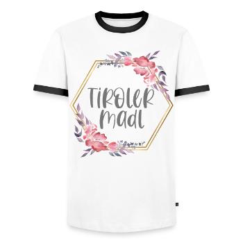 Österreich Tirol Mädchen Heimat Geschenk - Männer Kontrast-T-Shirt - Weiß/Schwarz - Vorne - AI Model Female 172 light (172cm) & AI Model Male 178 dark (178cm)