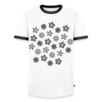 Schneeflocken Schnee Muster Schneekristalle Winter - Männer Kontrast-T-Shirt - Weiß/Schwarz - Vorne - AI Model Female 172 light (172cm) & AI Model Male 178 dark (178cm)