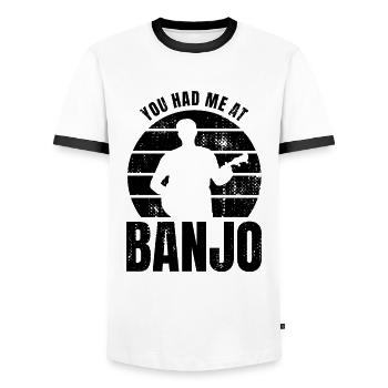 Banjospieler Spruch - Männer Kontrast-T-Shirt - Weiß/Schwarz - Vorne - AI Model Female 172 light (172cm) & AI Model Male 178 dark (178cm)