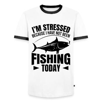 Fishing - Men's Ringer Shirt - white/black - Front - AI Model Female 172 light (172cm) & AI Model Male 178 dark (178cm)