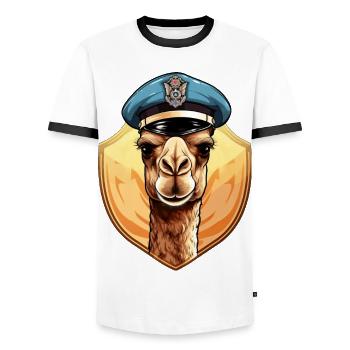Chameau de la police - T-shirt contrasté Homme - blanc/noir - Devant - AI Model Female 172 light (172cm) & AI Model Male 178 dark (178cm)