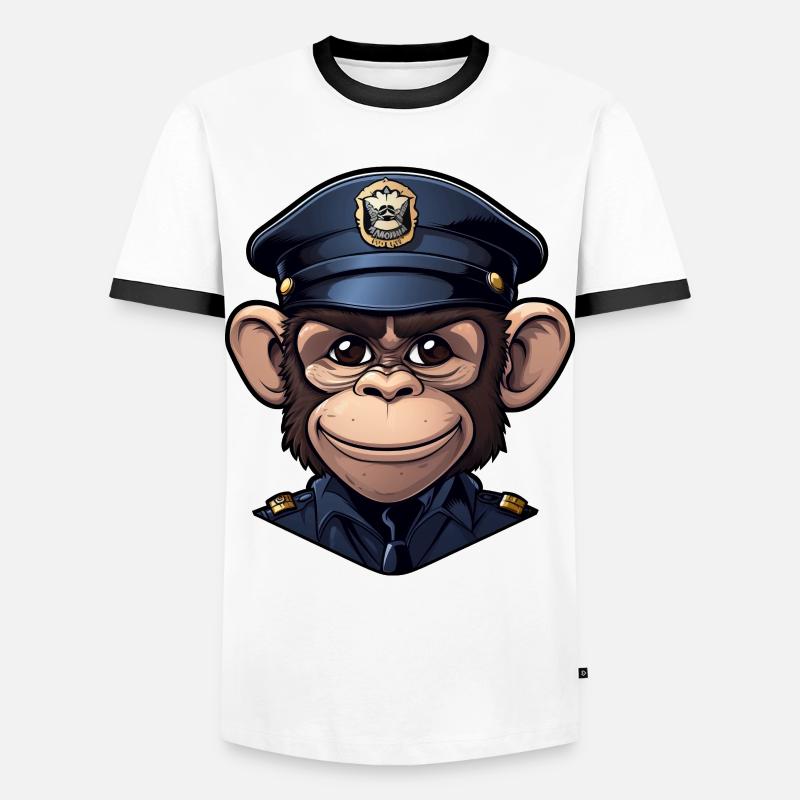 Polizei Affe - Männer Kontrast-T-Shirt - Weiß/Schwarz