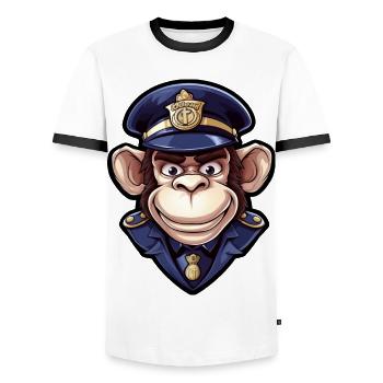 Monkey Policewoman - Men's Ringer Shirt - white/black - Front - AI Model Female 172 light (172cm) & AI Model Male 178 dark (178cm)