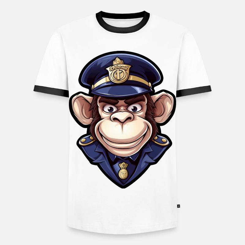 Monkey Policewoman - Men's Ringer Shirt - white/black
