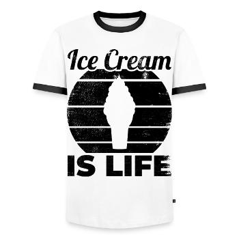 Ice Cream Vendor Saying - Men's Ringer Shirt - white/black - Front - AI Model Female 172 light (172cm) & AI Model Male 178 dark (178cm)