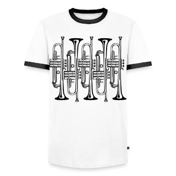 Sketch Trumpet - Men's Ringer Shirt - white/black - Front - AI Model Female 172 light (172cm) & AI Model Male 178 dark (178cm)