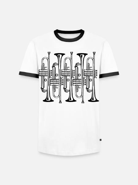 Sketch Trumpet - Men's Ringer Shirt - white/black