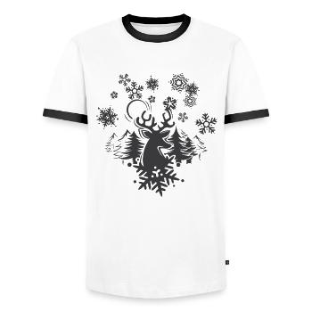 Schneeflocken Weihnachten Winter Rentier Elch - Männer Kontrast-T-Shirt - Weiß/Schwarz - Vorne - AI Model Female 172 light (172cm) & AI Model Male 178 dark (178cm)