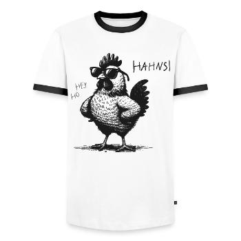hahnsi hahn hans hansi johann name - Männer Kontrast-T-Shirt - Weiß/Schwarz - Vorne - AI Model Female 172 light (172cm) & AI Model Male 178 dark (178cm)