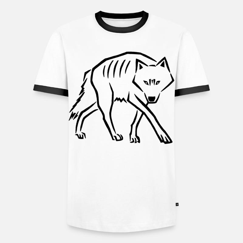 Wolf's Steps (Black) - Men's Ringer Shirt - white/black