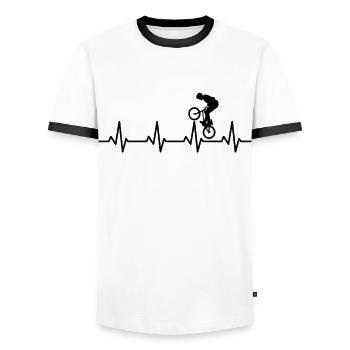 BMX Herzlinie - Männer Kontrast-T-Shirt - Weiß/Schwarz - Vorne - AI Model Female 172 light (172cm) & AI Model Male 178 dark (178cm)