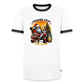 Frohes Fest und Prost! - Männer Kontrast-T-Shirt - Weiß/Schwarz - Vorne - AI Model Female 172 light (172cm) & AI Model Male 178 dark (178cm)