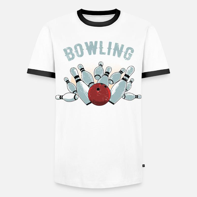 Bowling Strike Sketch - Men's Ringer Shirt - white/black