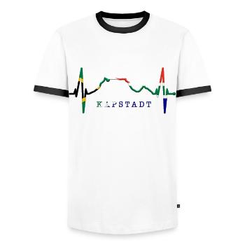 Cape Town Skyline Heartbeat South Africa Table Mountain - Men's Ringer Shirt - white/black - Front - AI Model Female 172 light (172cm) & AI Model Male 178 dark (178cm)