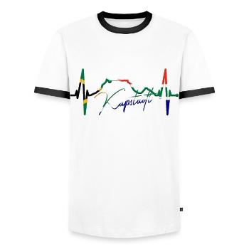 Cape Town Skyline Heartbeat South Africa Table Mountain - Men's Ringer Shirt - white/black - Front - AI Model Female 172 light (172cm) & AI Model Male 178 dark (178cm)