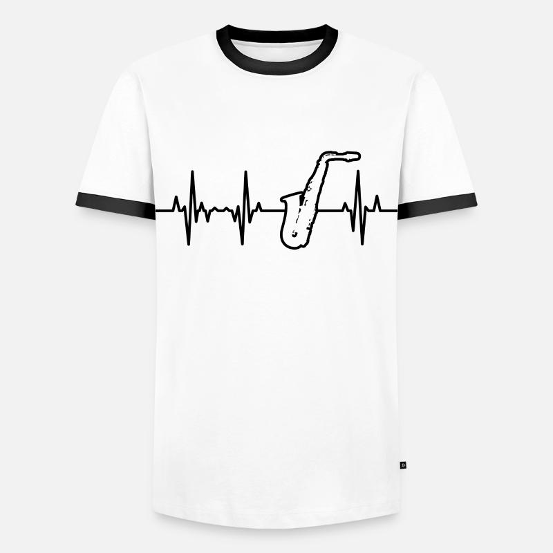 Saxophone heart palpitations - Men's Ringer Shirt - white/black