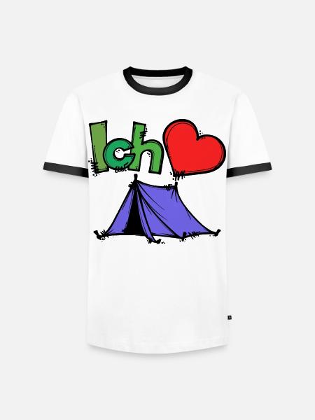 Tents Camping Camper Statement Wanderlust Heart - Men's Ringer Shirt - white/black