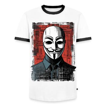 Anonymous Mask - Men's Ringer Shirt - white/black - Front - AI Model Female 172 light (172cm) & AI Model Male 178 dark (178cm)