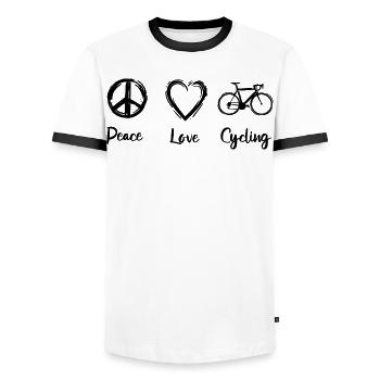Routine cycliste - T-shirt contrasté Homme - blanc/noir - Devant - AI Model Female 172 light (172cm) & AI Model Male 178 dark (178cm)