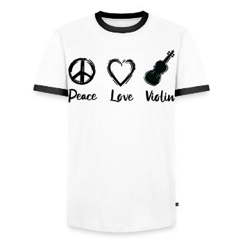 Paix Amour Violon - T-shirt contrasté Homme - blanc/noir - Devant - AI Model Female 172 light (172cm) & AI Model Male 178 dark (178cm)