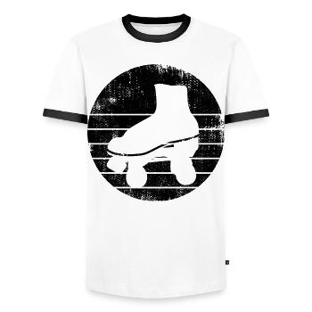 Croquis de patins à roulettes - T-shirt contrasté Homme - blanc/noir - Devant - AI Model Female 172 light (172cm) & AI Model Male 178 dark (178cm)