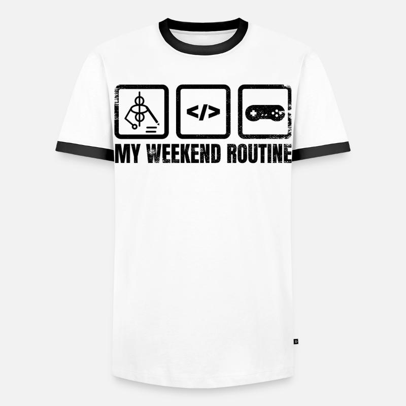 Game Designer Wochenendroutine - Männer Kontrast-T-Shirt - Weiß/Schwarz