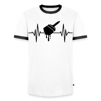 Painter's brush heart palpitations - Men's Ringer Shirt - white/black - Front - AI Model Female 172 light (172cm) & AI Model Male 178 dark (178cm)