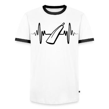 Cricket bat ECG heartbeat - Men's Ringer Shirt - white/black - Front - AI Model Female 172 light (172cm) & AI Model Male 178 dark (178cm)
