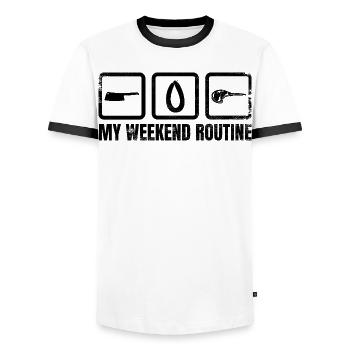 Butcher's Weekend - Men's Ringer Shirt - white/black - Front - AI Model Female 172 light (172cm) & AI Model Male 178 dark (178cm)
