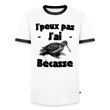 Je peux pas j'ai bécasse (noir) - T-shirt contrasté Homme - blanc/noir - Devant - AI Model Female 172 light (172cm) & AI Model Male 178 dark (178cm)