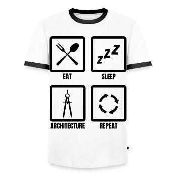 Eat Sleep Architecture Repeat - Men's Ringer Shirt - white/black - Front - AI Model Female 172 light (172cm) & AI Model Male 178 dark (178cm)