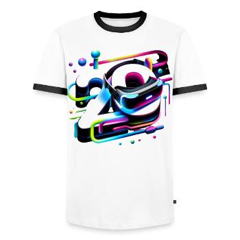 Anniversaire 20 ans Geek gamer 3D - T-shirt contrasté Homme - blanc/noir - Devant - AI Model Female 172 light (172cm) & AI Model Male 178 dark (178cm)
