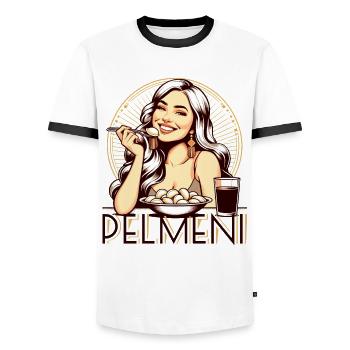Cadeau Pelmeni Yummy - T-shirt contrasté Homme - blanc/noir - Devant - AI Model Female 172 light (172cm) & AI Model Male 178 dark (178cm)