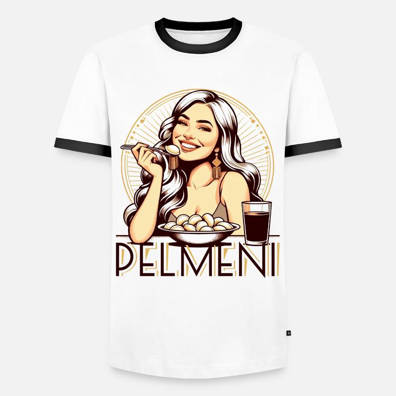 Pelmeni lecker Geschenk - Männer Kontrast-T-Shirt - Weiß/Schwarz