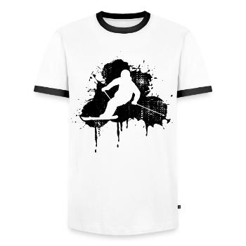 Skifahrer - Männer Kontrast-T-Shirt - Weiß/Schwarz - Vorne - AI Model Female 172 light (172cm) & AI Model Male 178 dark (178cm)